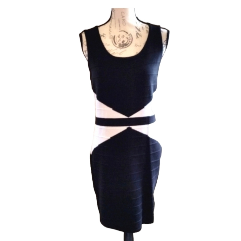 Pink Rose Black & White Knit Dress